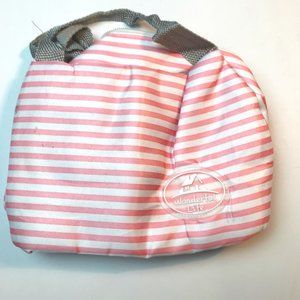WONDERFUL LIFE Pink/Gray Striped Insulated Lunch-Bag NEW